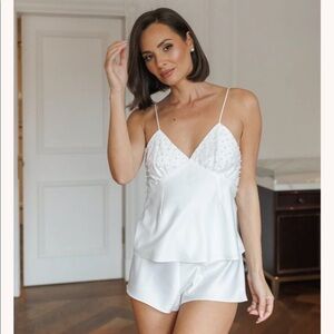 Elodie Pearl Beaded Cami Bridal Set Le Rose Stories